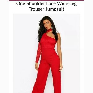 One shoulder red romper size 10